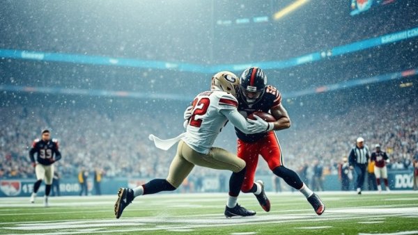 Intense action during C.J. Stroud performance in playoffs, snowfall.