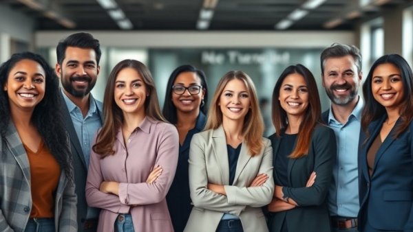 Smiling professionals promoting reputation strategies to boost trust.