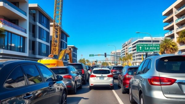 Traffic tie-ups at Villa La Jolla Drive due to construction work.