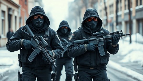 Federal agents in tactical gear during ICE raids in Minneapolis.