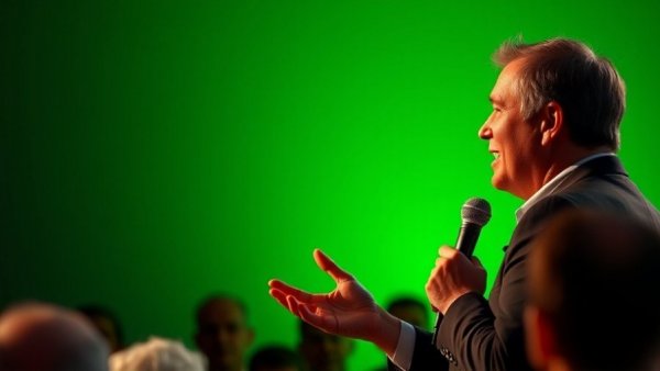 Confident speaker delivering talk about mindful spending.