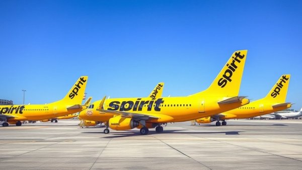 Spirit Airlines planes on tarmac under clear sky, Spirit Airlines bankruptcy exit.