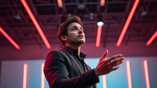 Speaker presenting on stage about Cultivating Your Luck.