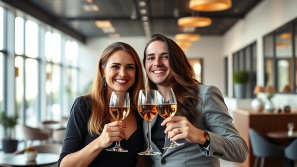 Couple at U-GO San Diego Wine Dinner enjoying wine