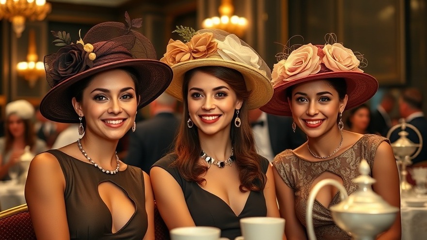 Sophisticated high tea fundraiser at Pacific Beach events, featuring elegantly dressed women.