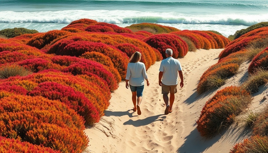 People walking along a scenic coastal path in California, highlighting natural beauty.