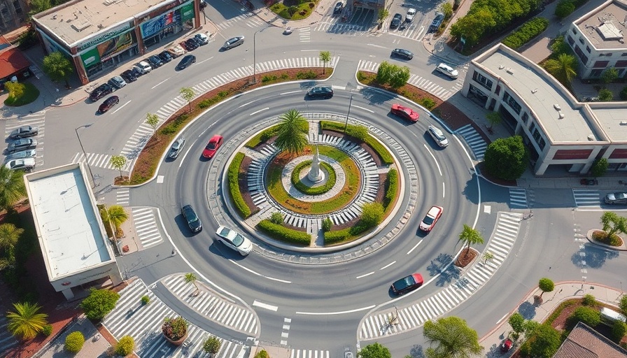 Modern suburban roundabout for cost-effective traffic management.