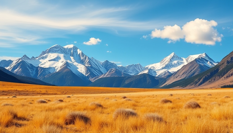 Scenic Mount Princeton landscape with snowy peaks and grassy field.