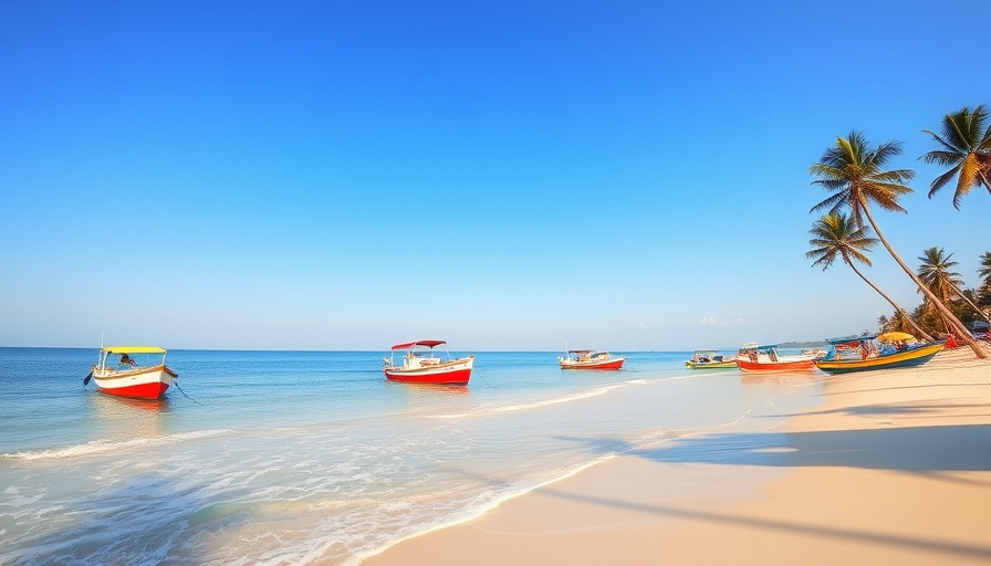 Colorful boats on Las Terrenas beach, Dominican Republic.