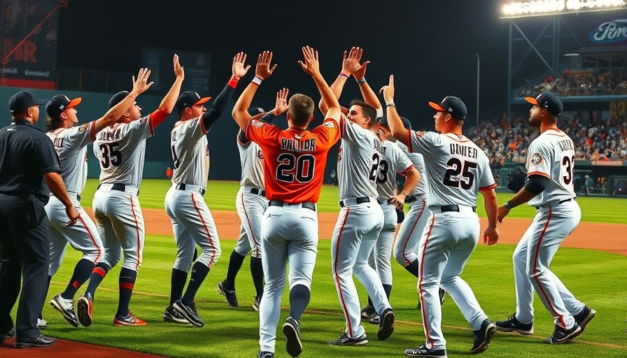 Baseball players strategizing during Padres playoff.