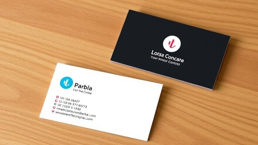 Minimalist business card on marble surface, displaying contact info.