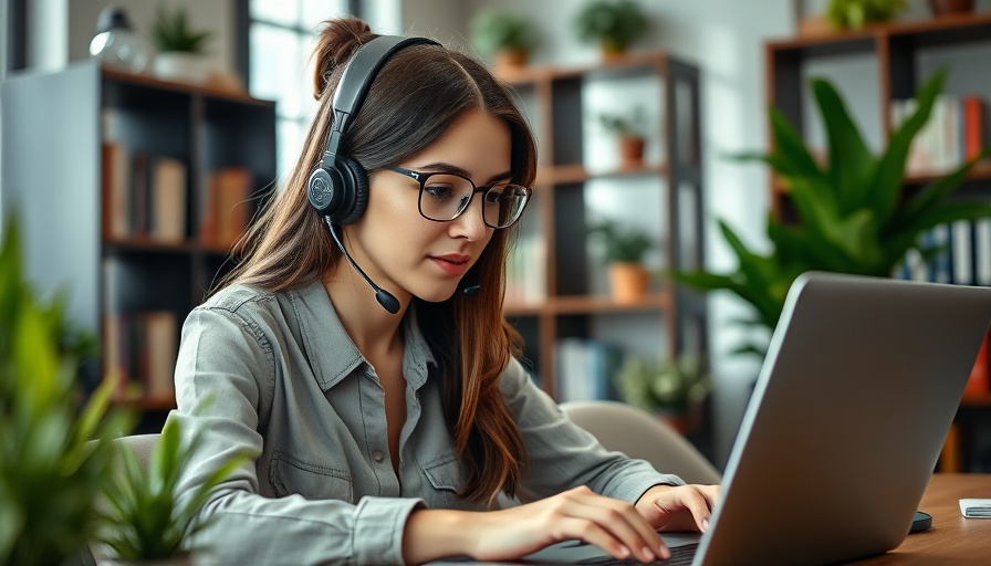 Focused virtual assistant in a modern home office setting.