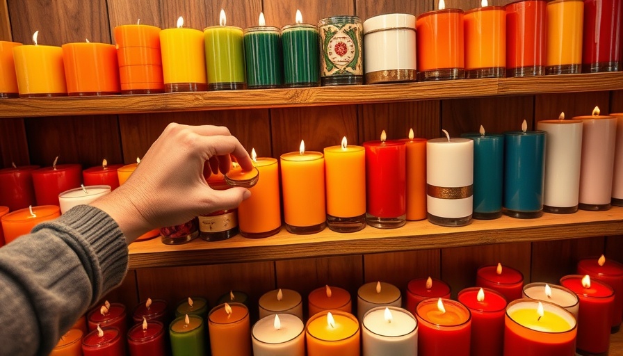 Colorful candle display in a local candle business.