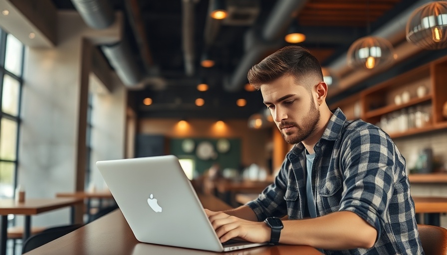 Man working at cafe laptop credit cards without SSN