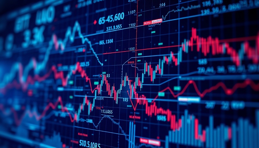 Abstract stock market data visualization with graphs and charts.