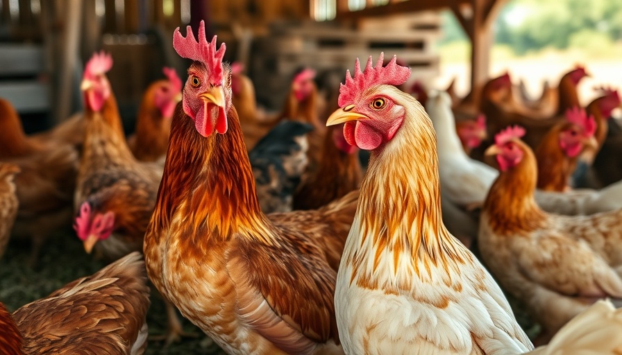 Lively chickens on a farm for chicken farming SEO.