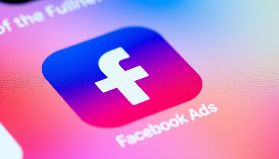 Close-up of Facebook Ads icon on smartphone screen, vibrant colors.