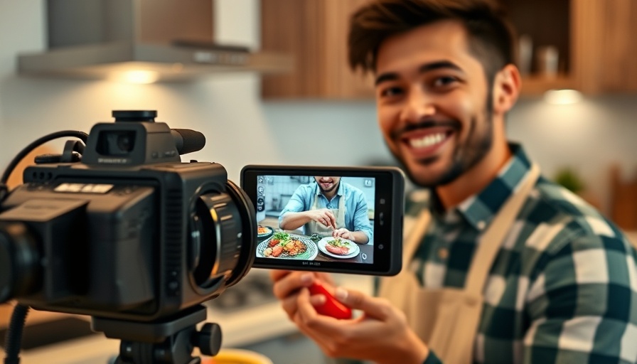 Video marketing tutorial being filmed in kitchen.