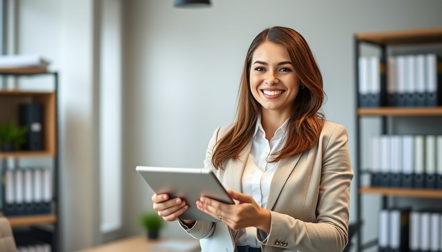 Professional woman offering a handshake in an office setting, Amazon Lending.