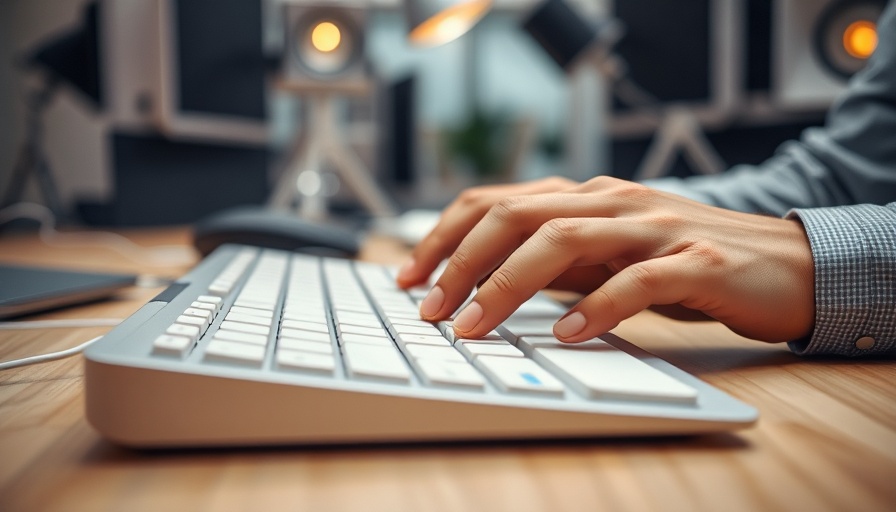 Close-up of hands typing, illustrating clickjacking concept.