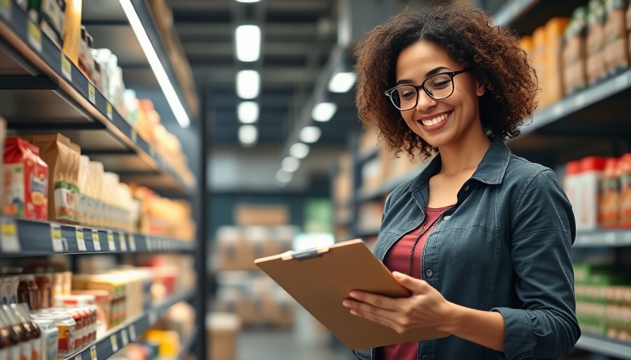 Businesswoman evaluating store products for cash flow business ideas.