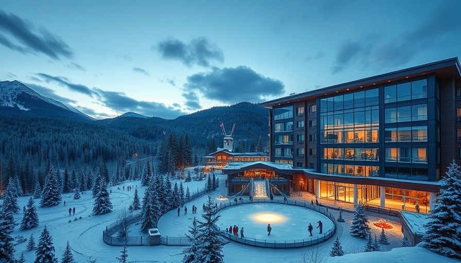 Everline Resort in a snowy mountain setting at dusk.