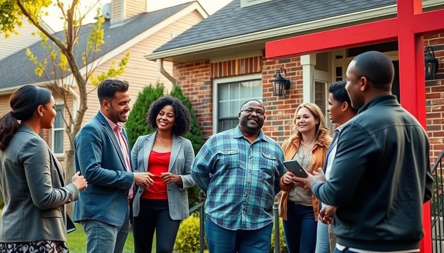 Real estate discussion in front of a 'For Sale' sign, challenging the down payment myth.