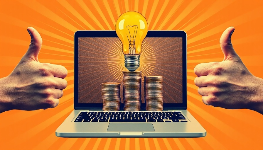 Conceptual image of lightbulb and coins on laptop for content intelligence