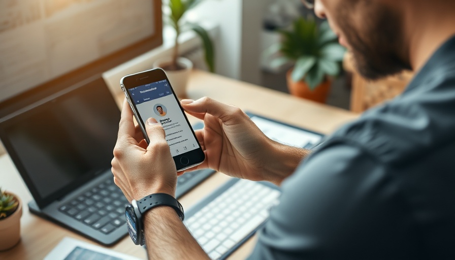 Man using Facebook on smartphone for customer engagement.