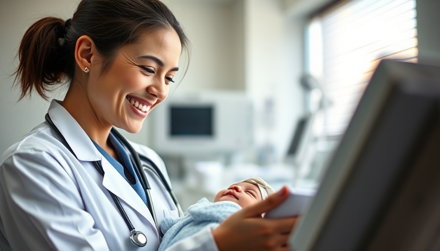 Caring doctor examines newborn, related to Qualifying Life Event for Health Insurance.