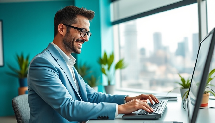 Smiling businessman in office working, showcasing how to hire and keep great employees.