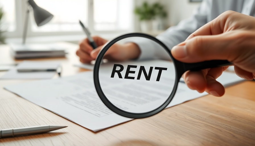 Printable Lease Agreement Options visualized with a magnifying glass highlighting rent.