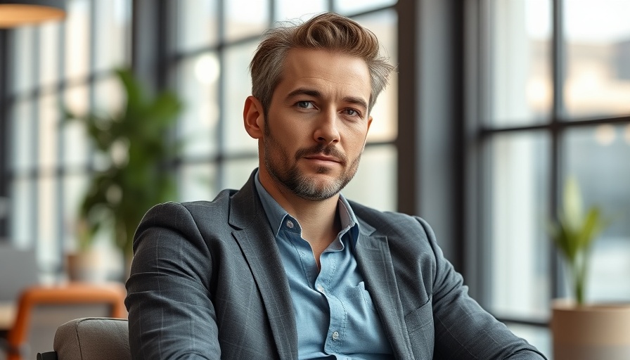 Confident man in casual setting, symbol of a leadership team.