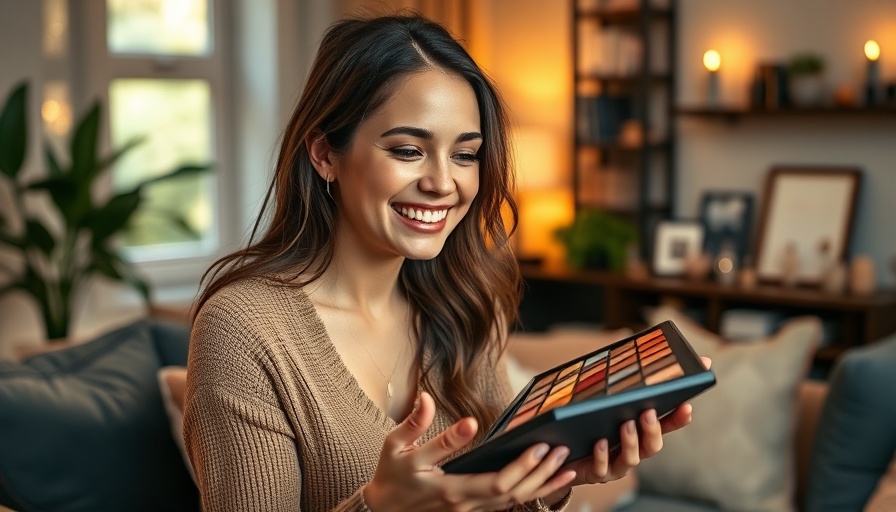 Young woman demonstrating makeup tips in a cozy setup for content engagement strategies.