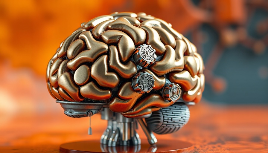 Intricate AI brain sculpture with mechanical components.