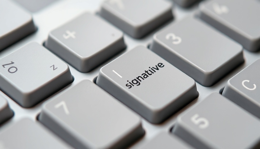 Close-up of a keyboard showcasing a 'Signature' key for email best practices.