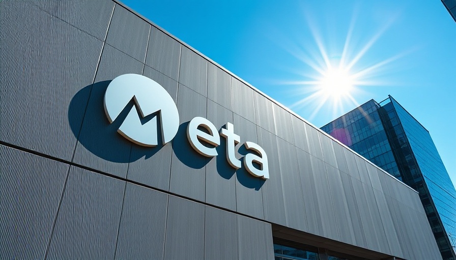 Meta logo on modern building facade, highlighting corporate setting.