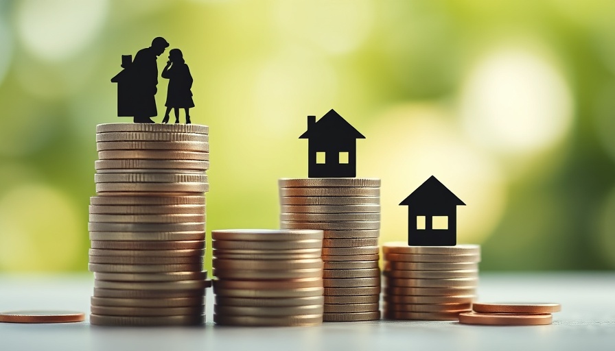 Stacks of coins with estate planning symbols on a green background.