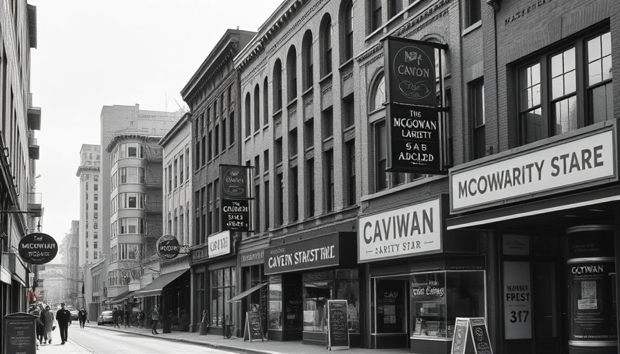 Black Wall Street legacy, historical urban scene with storefronts.