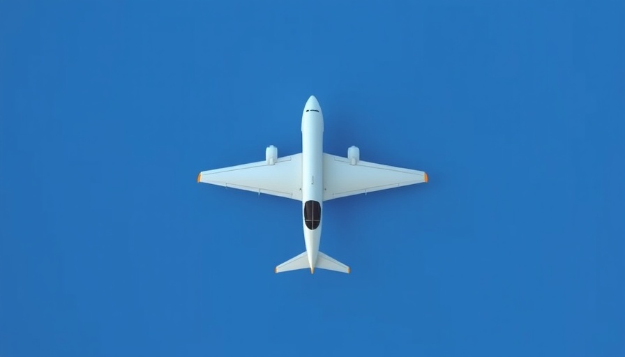 Airplane over split blue background symbolizing business travel trends 2025.