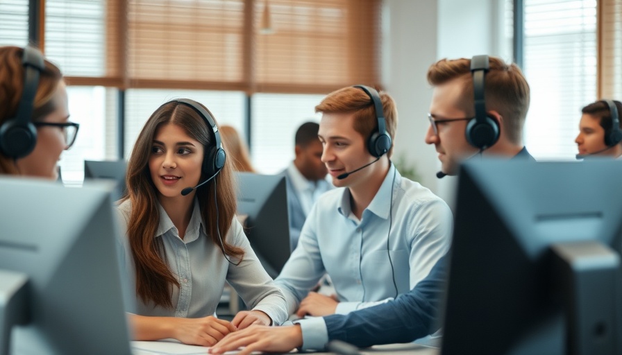 Finding call center services: team of call center agents at work.