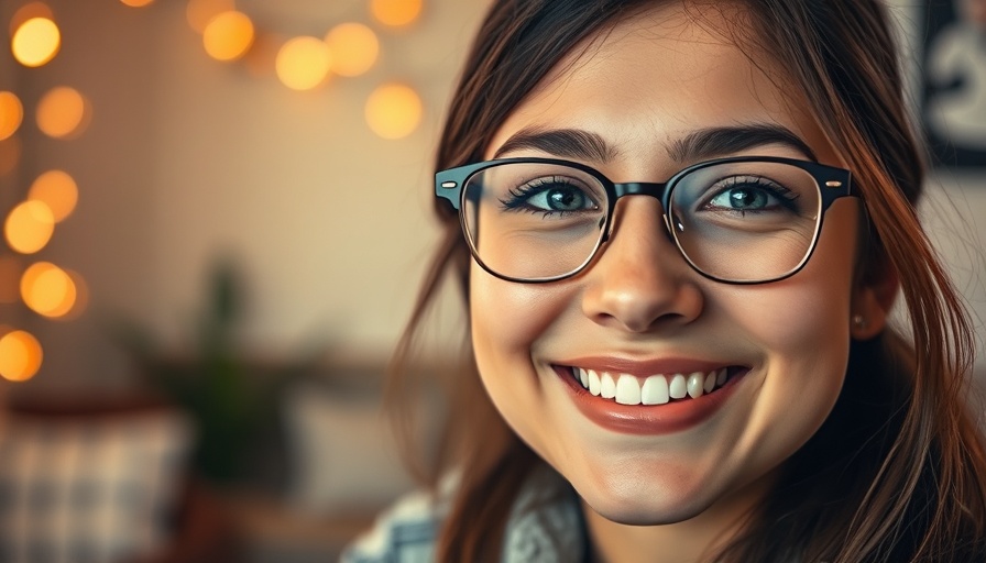 Smiling young woman with glasses indoors