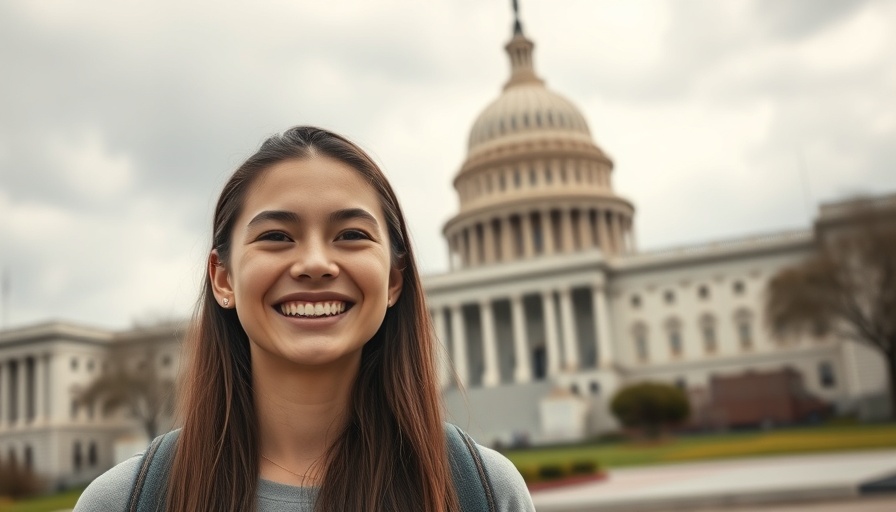 Smiling woman with Capitol in background, highlighting investor readiness for startups.