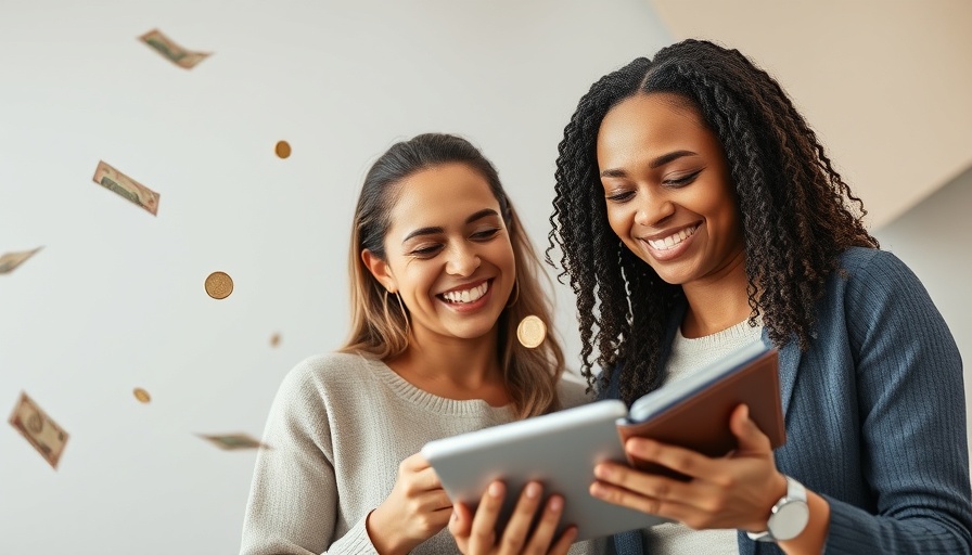 Two diverse women discussing how to create a stakeholder map with a tablet, abstract background.