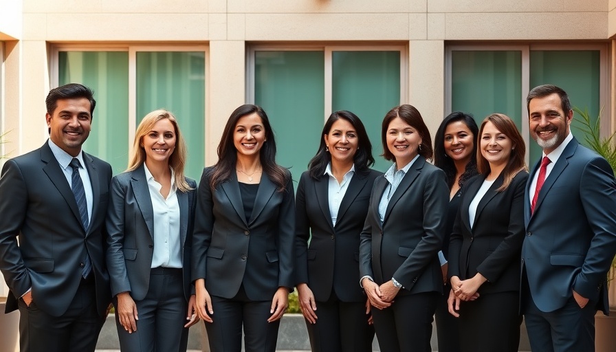 Business team in courtyard, smiling confidently, LPL Nabs $1.15B California Team from Wells Fargo.