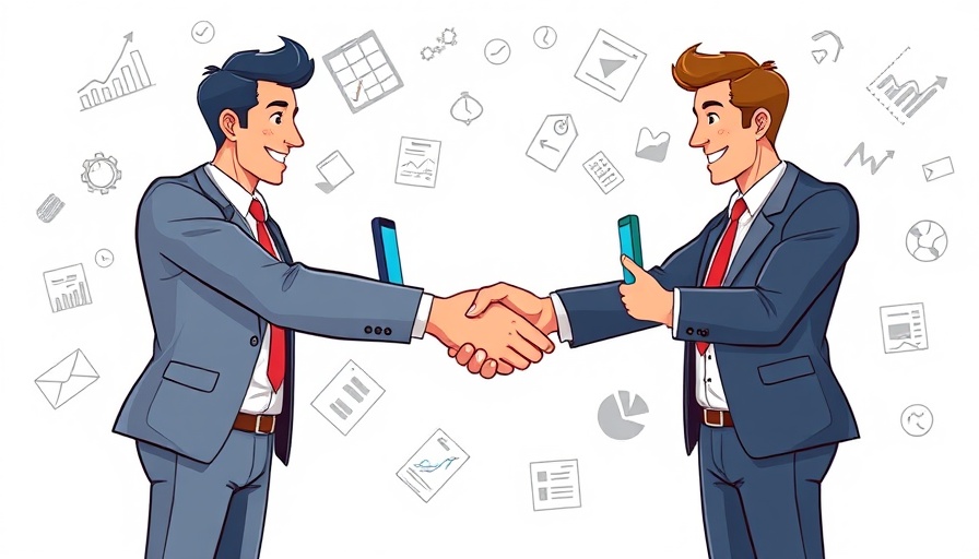 Illustration of virtual handshake symbolizing vendor relationships.