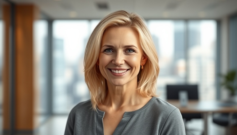 Smiling woman exemplifying employee expectations management in office setting.