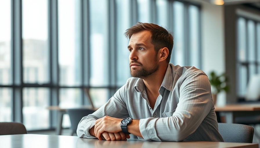 Contemplative man in casual attire in an office setting