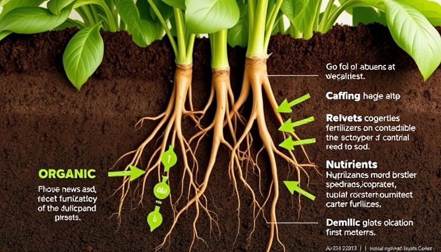 Diagram comparing Organic Fertilizers vs. Chemical Fertilizers in soil