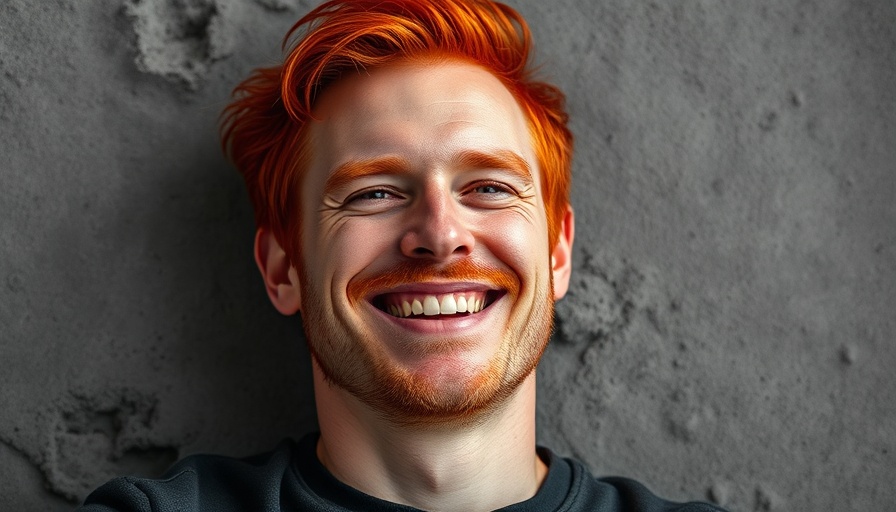 Man relaxed with vibrant red hair, fractional leadership concept.